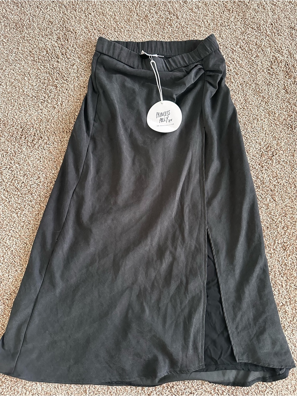 nwt Princess Polly elastic waist midi skirt in washed dark gray/charcoal
